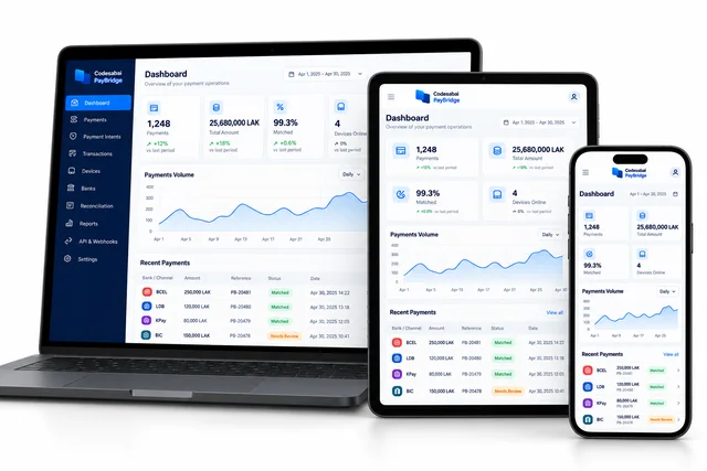 PayBridge on desktop, tablet and mobile